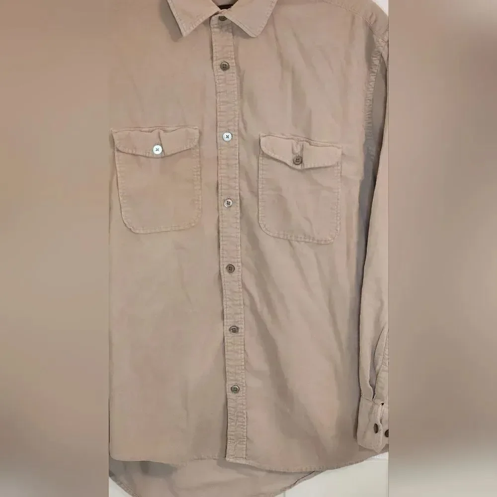 Banana Republic L Beige  Corduroy Pockets Lngslv Buttons up Men's Shirt